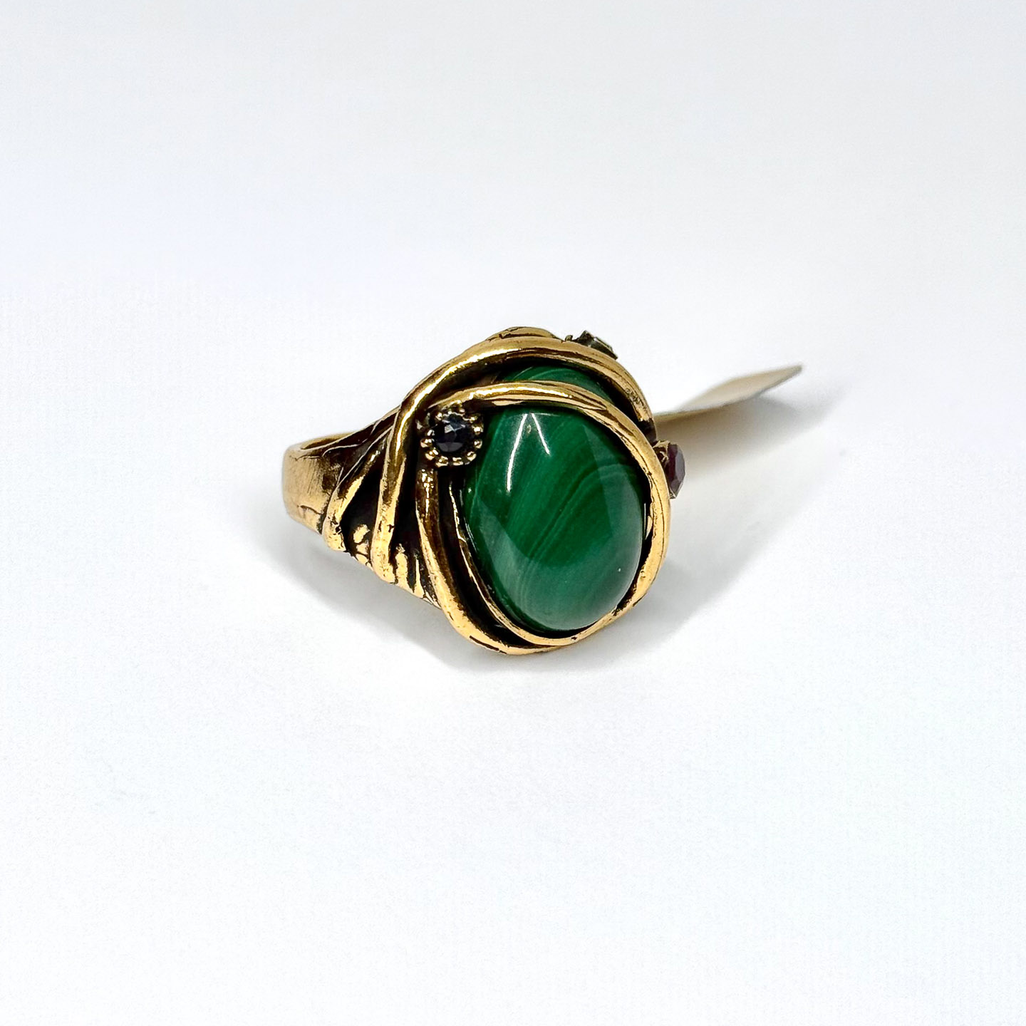 Кольцо с малахитом, гранатом, сапфиром и SwarovskiALCOZER & J A68ZL24