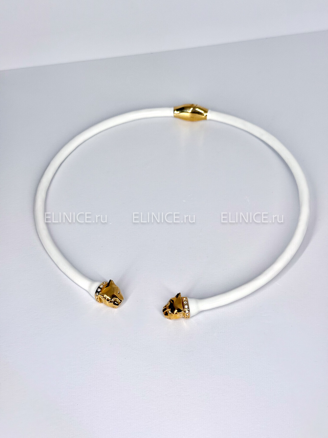 Колье POLINA FIRENZE золотые пантеры обруч белый CL2226