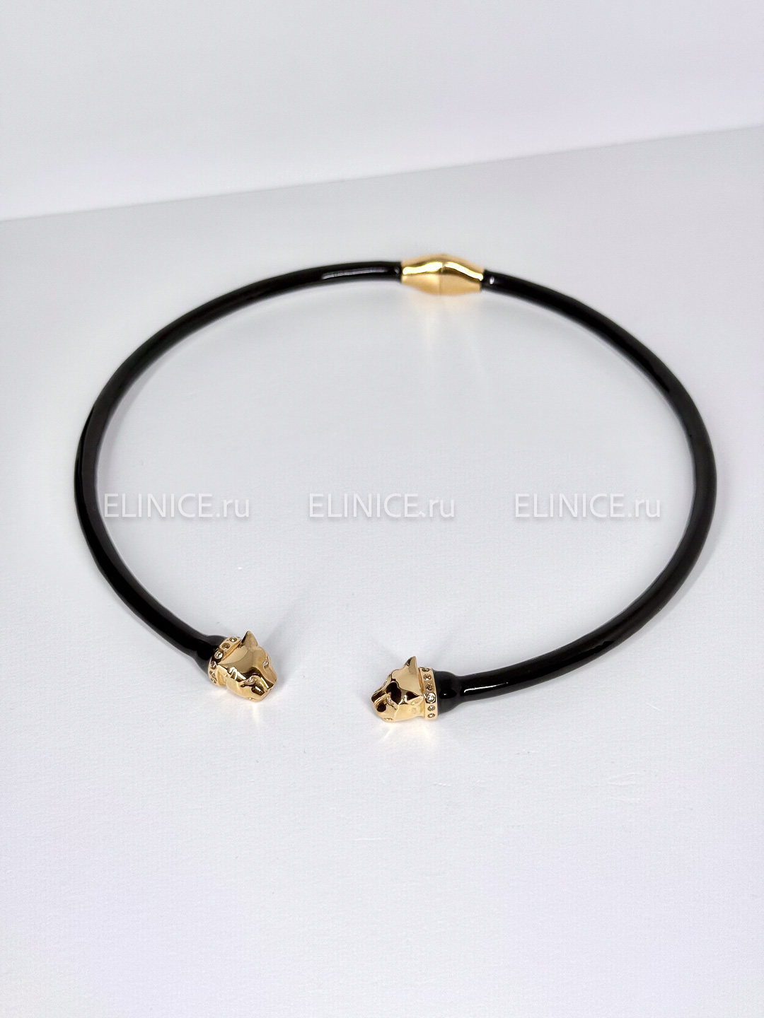 Колье POLINA FIRENZE пантеры золотые обруч чёрный CL2181