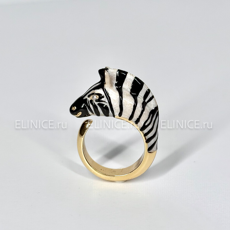 Кольцо POLINA FIRENZE Зебра малая AN4279