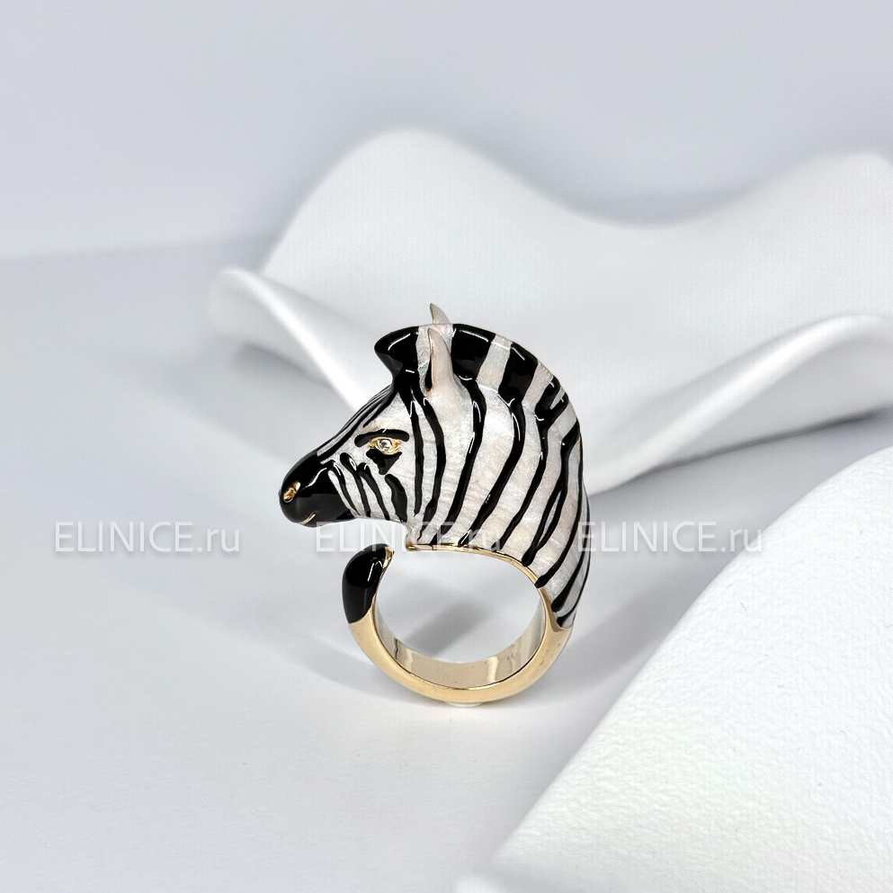 Кольцо POLINA FIRENZE Зебра крупная AN4280