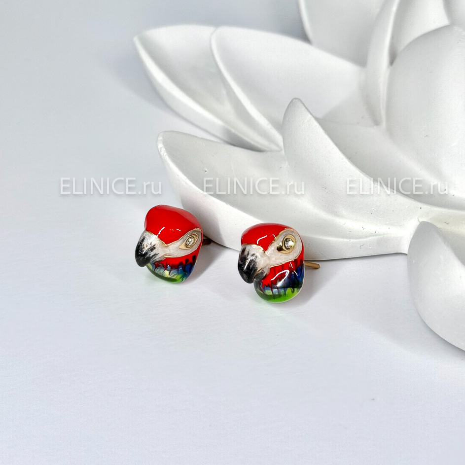 Серьги POLINA FIRENZE попугаи алые OR4270