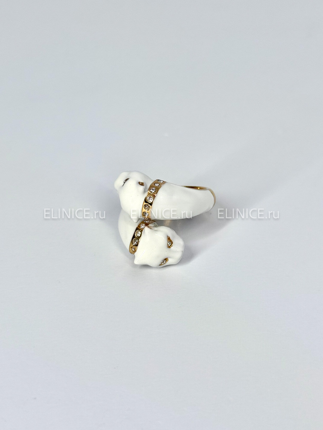 Кольцо POLINA FIRENZE двойная пантера белая AN2762