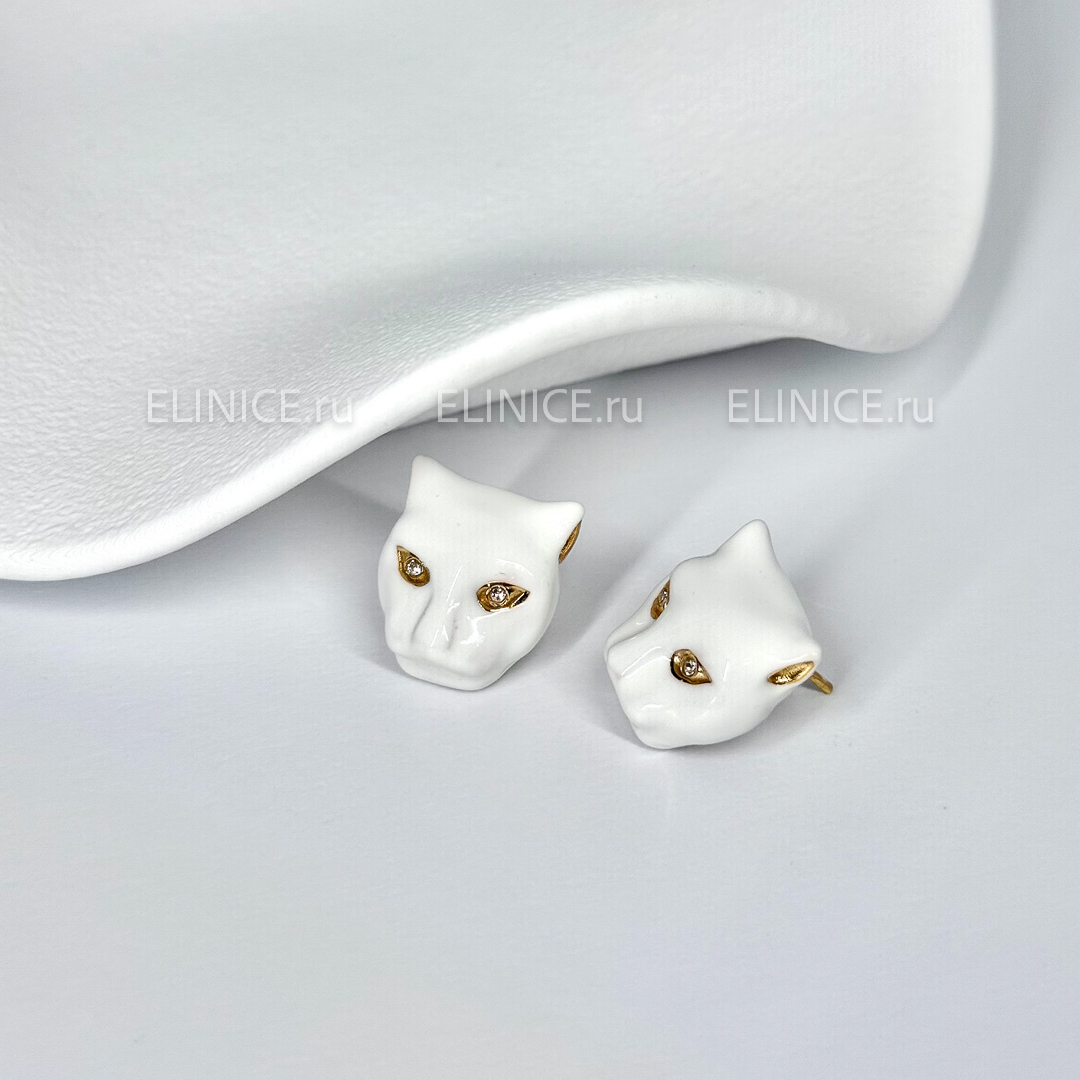Серьги POLINA FIRENZE пантеры белые средние OR2671