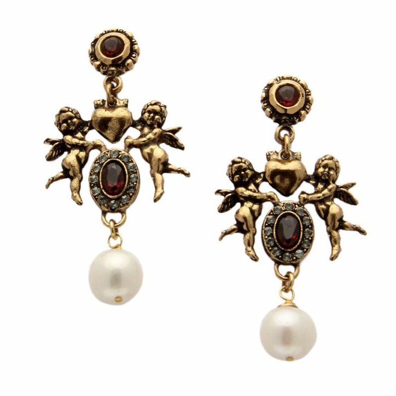 Серьги с жемчугом, гранатом и Swarovski ALCOZER & J OP3780C