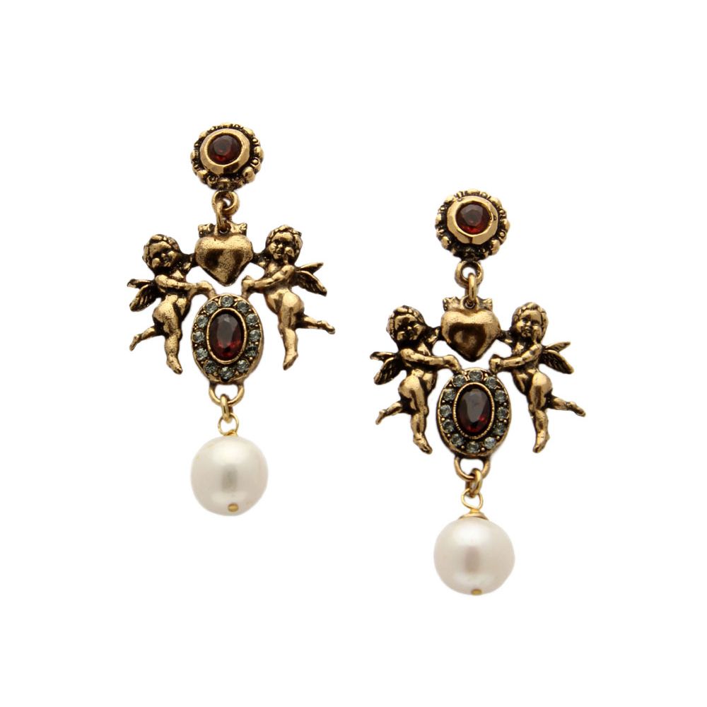 Серьги с жемчугом, гранатом и Swarovski ALCOZER & J OP3780C