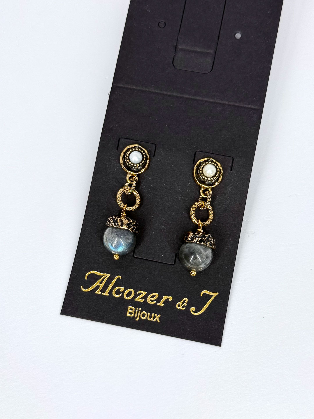 Серьги Alcozer & J с лабрадором и жемчугом