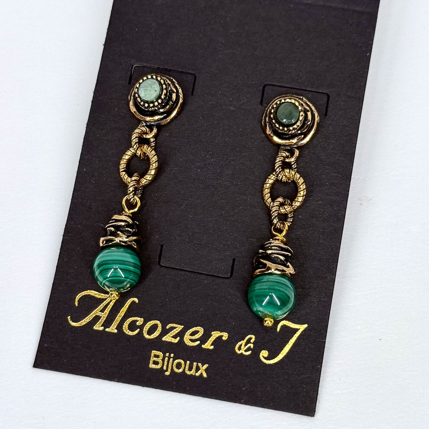 Серьги Alcozer & J с малахитом и авантюрином O38DC25