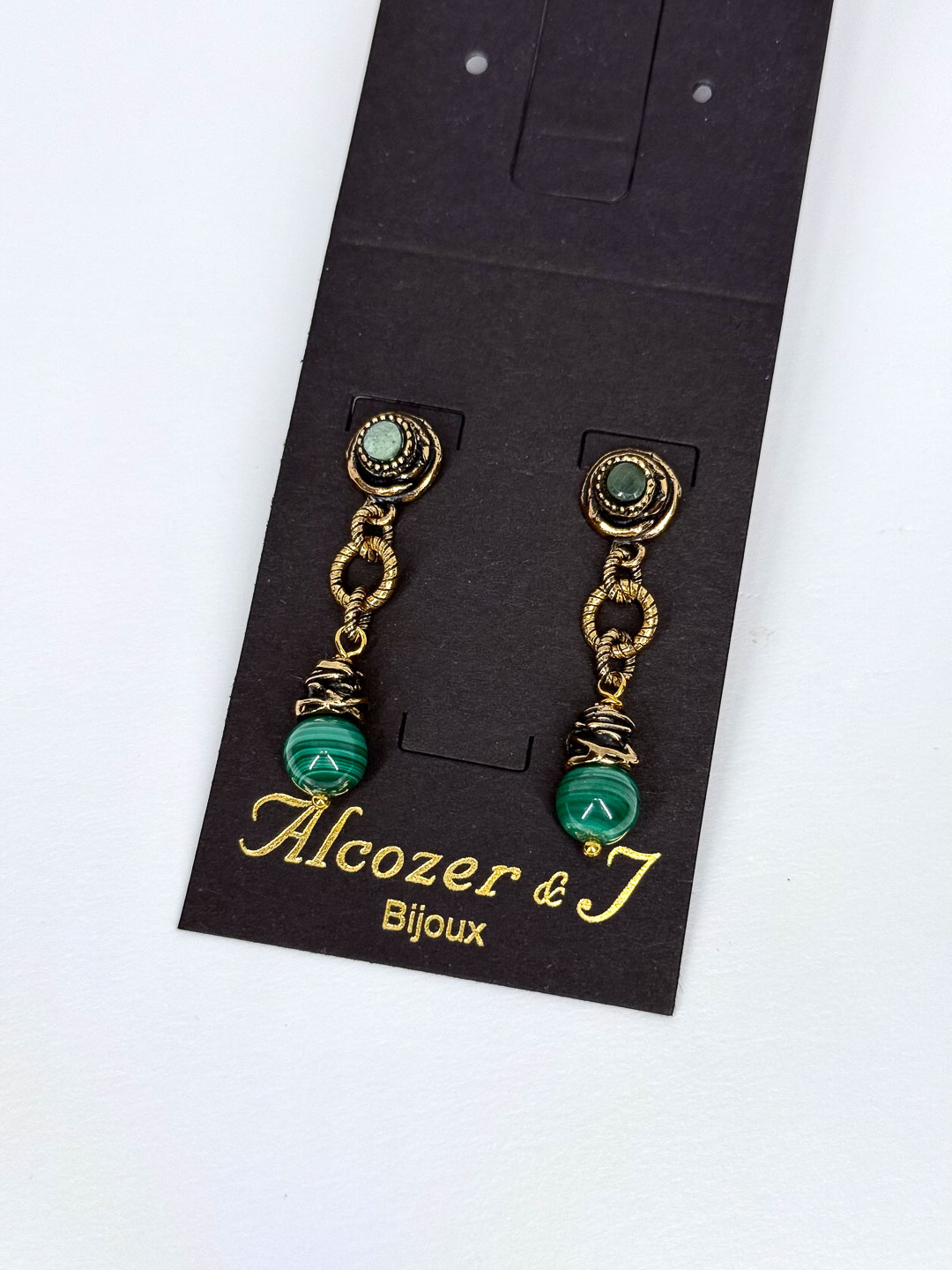 Серьги Alcozer & J с малахитом и авантюрином O38DC25