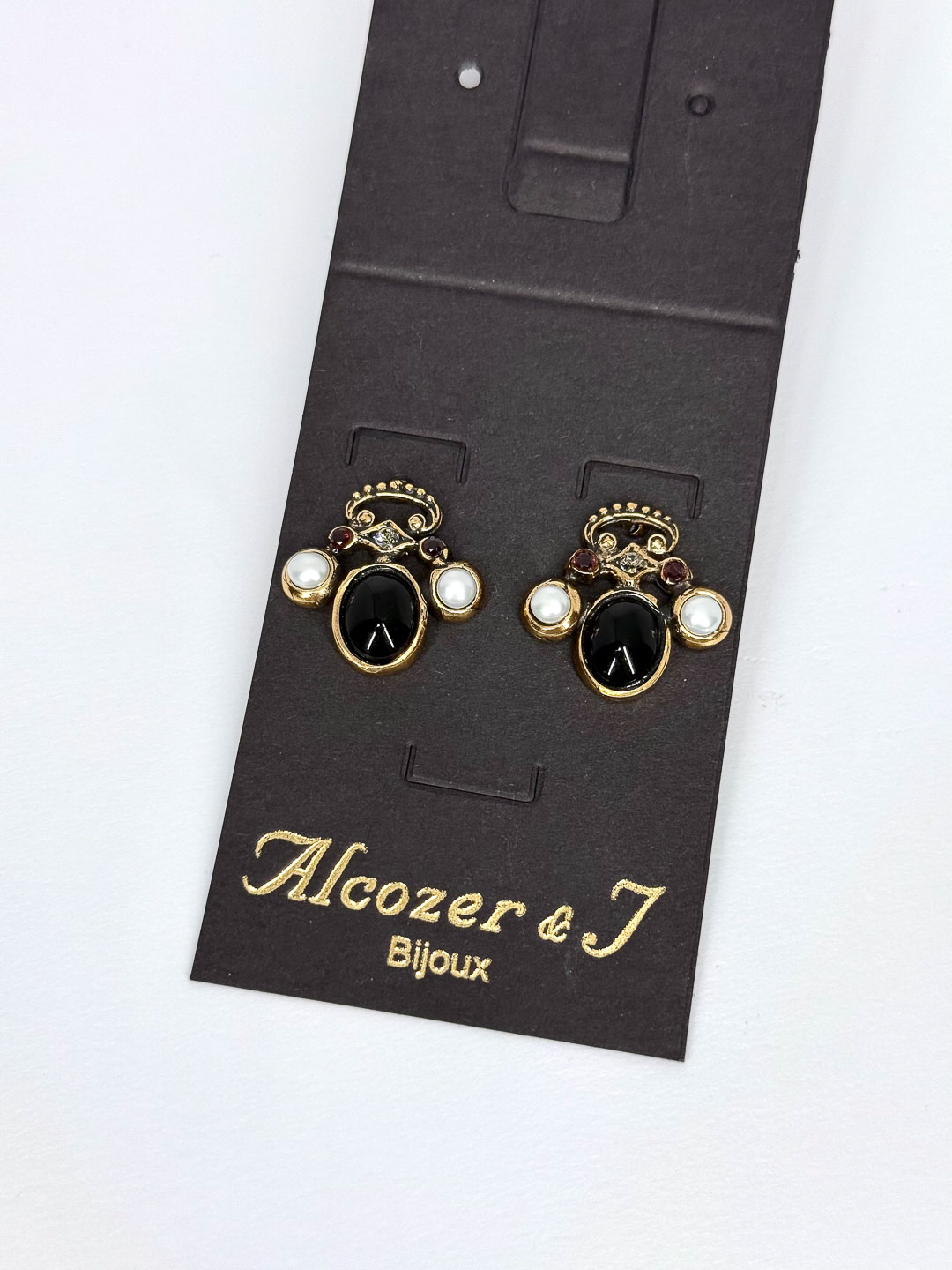 Серьги Alcozer & J с ониксом, гранатом, жемчугом и Swarovski