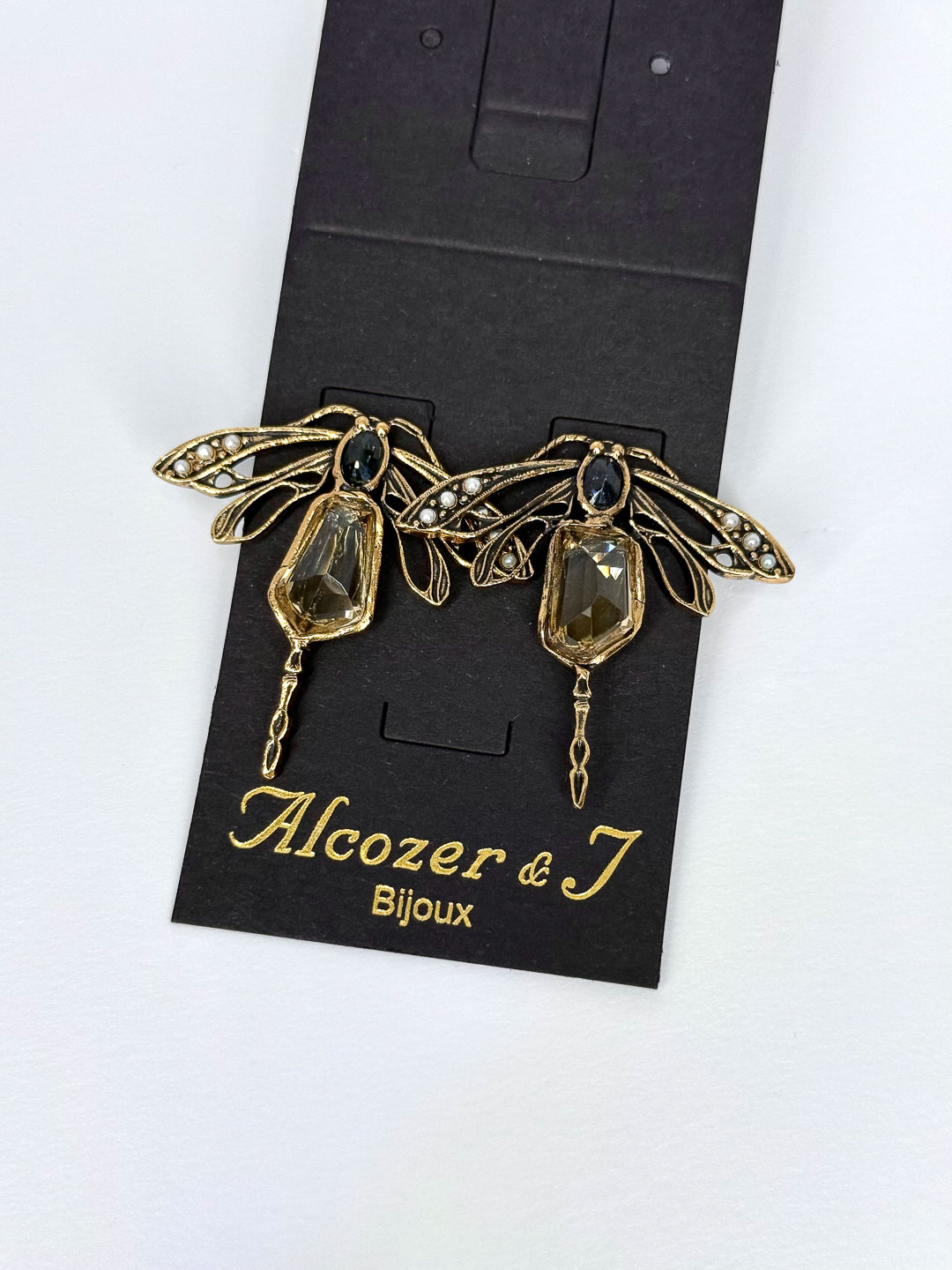 Серьги Alcozer & J с цитрином, сапфиром и микрожемчугом O118CV25