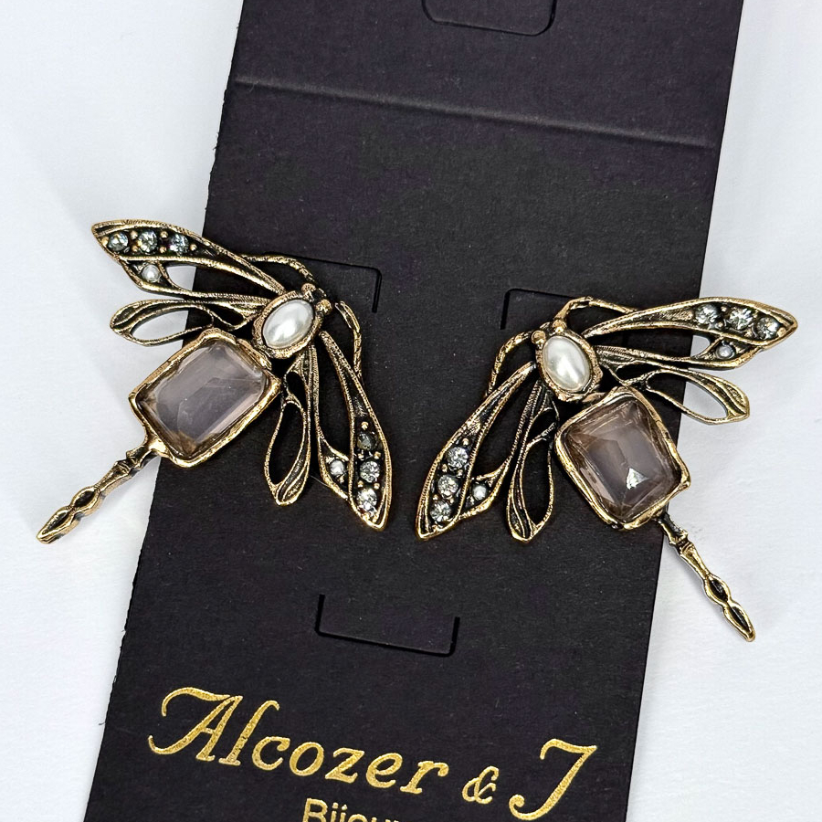 Серьги Alcozer & J с розовым кварцем и жемчугом