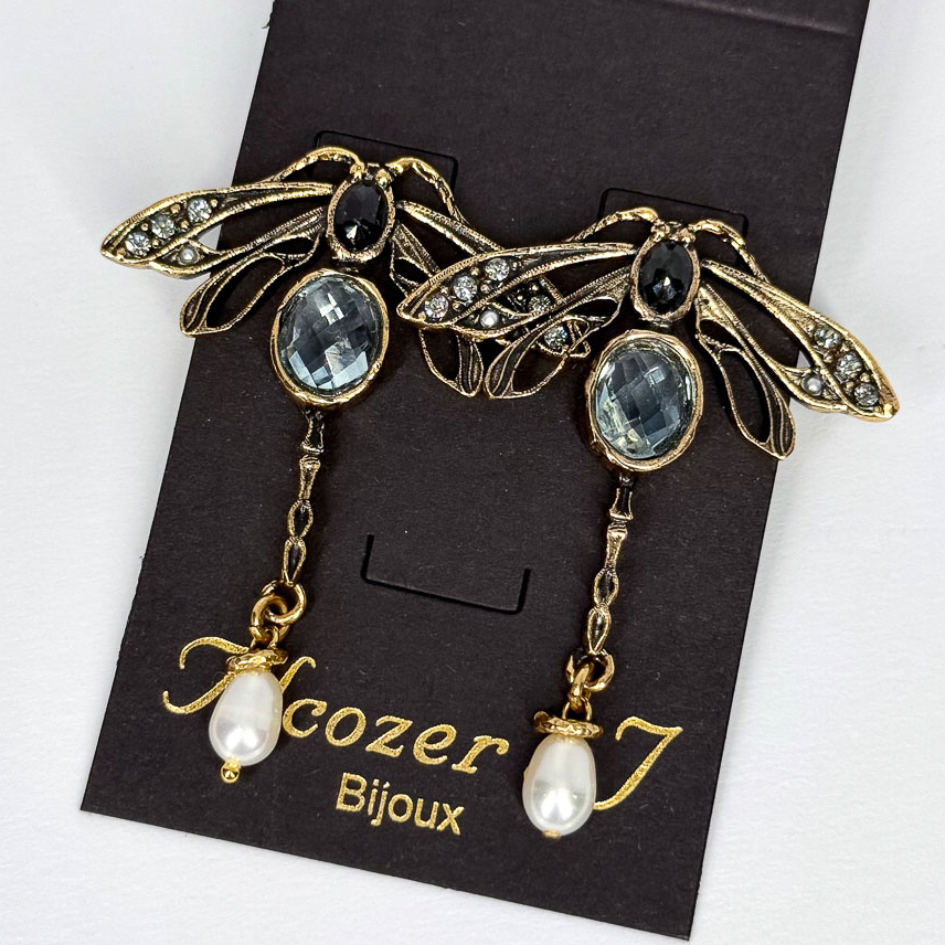 Серьги Alcozer & J с топазом, шпинелью, жемчугом и Swarovski O108CF25