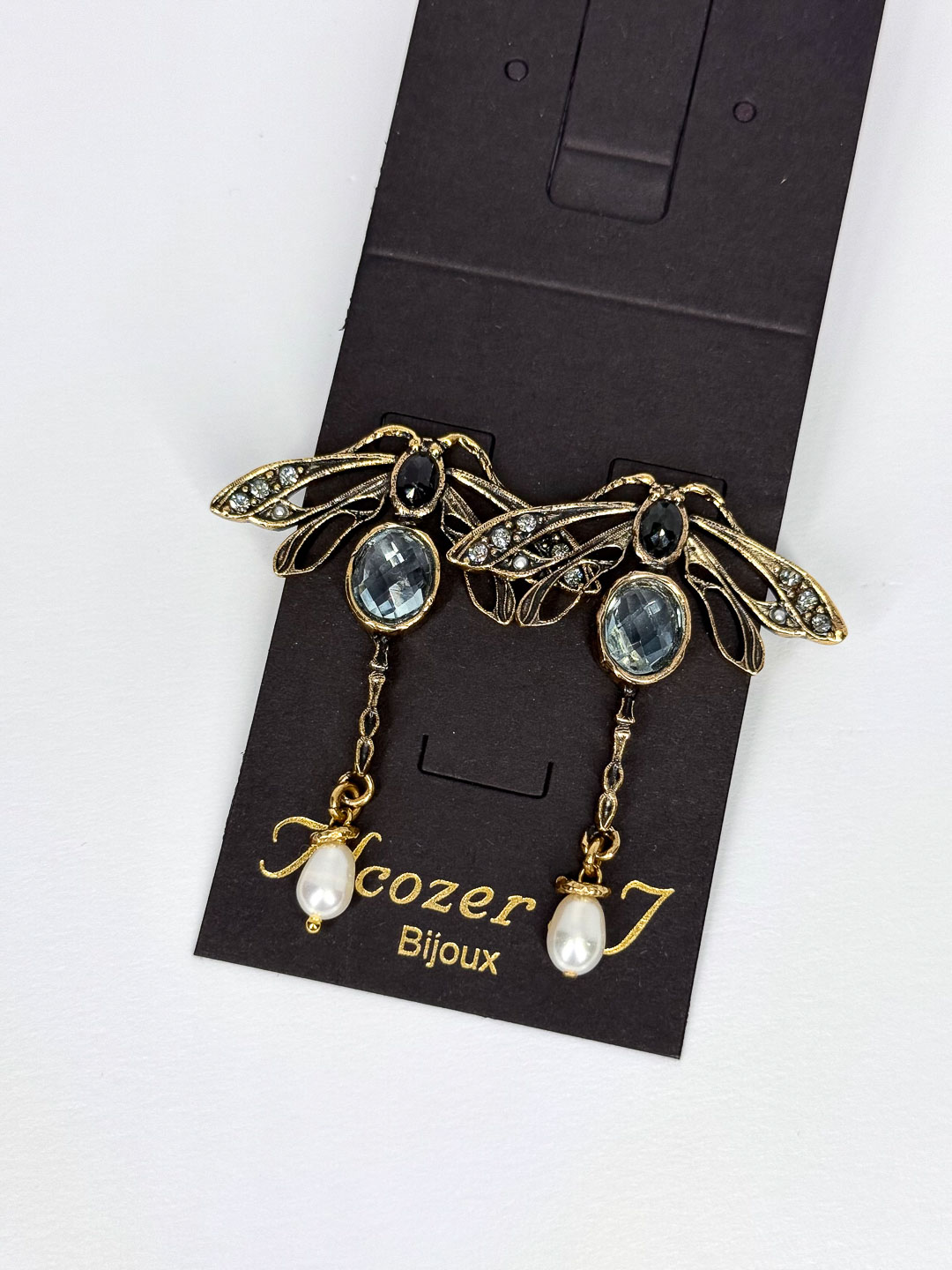 Серьги Alcozer & J с топазом, шпинелью, жемчугом и Swarovski O108CF25