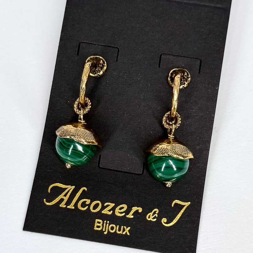 Серьги Alcozer & J с малахитом