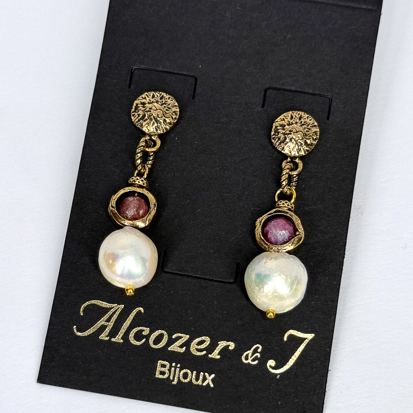 Серьги Alcozer & J с жемчугом и турмалином