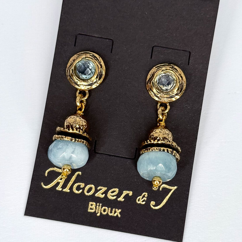 Серьги Alcozer & J с аквамарином и топазом