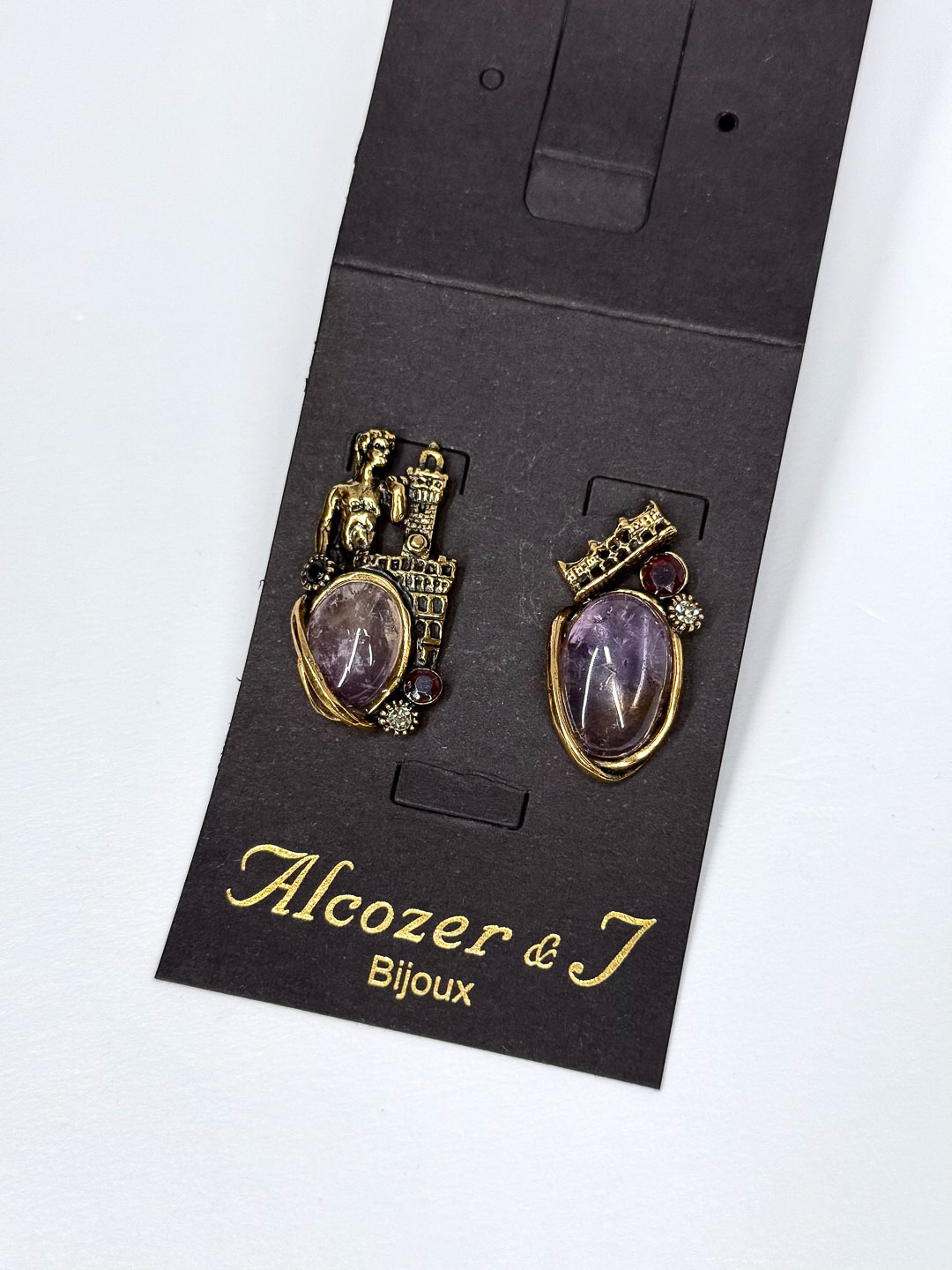 Серьги Alcozer & J  с аметистом, гранатом, сапфиром и Swarovski O98CL24