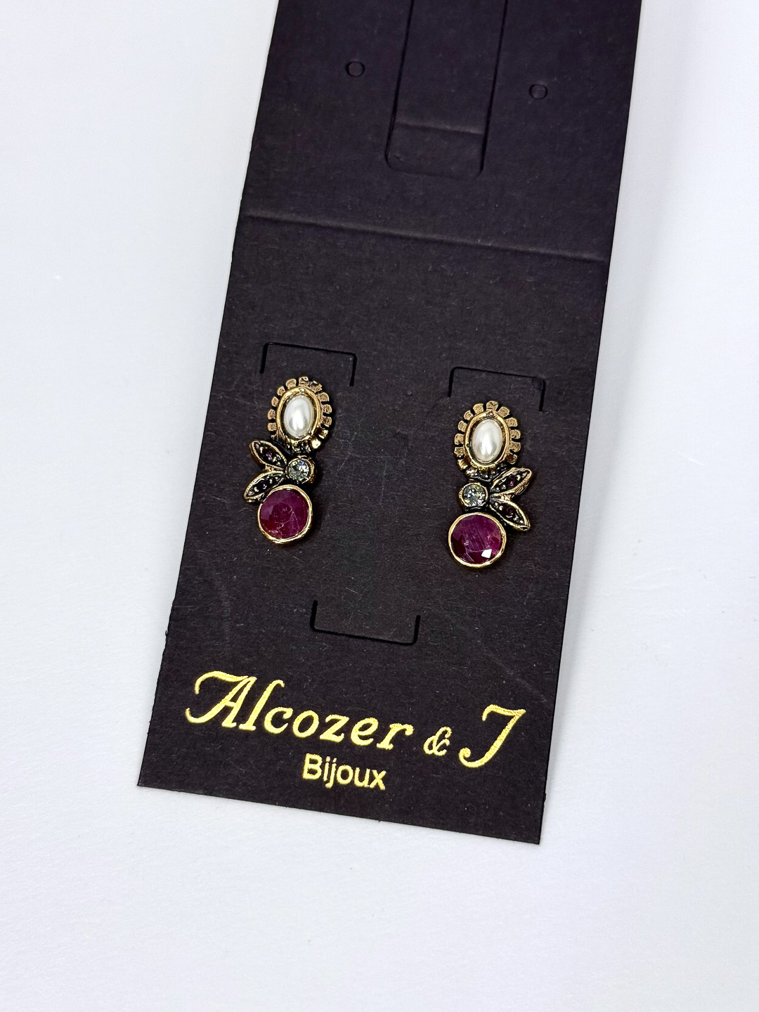 Серьги Alcozer & J с рубином, жемчугом и Swarovski O78DC25