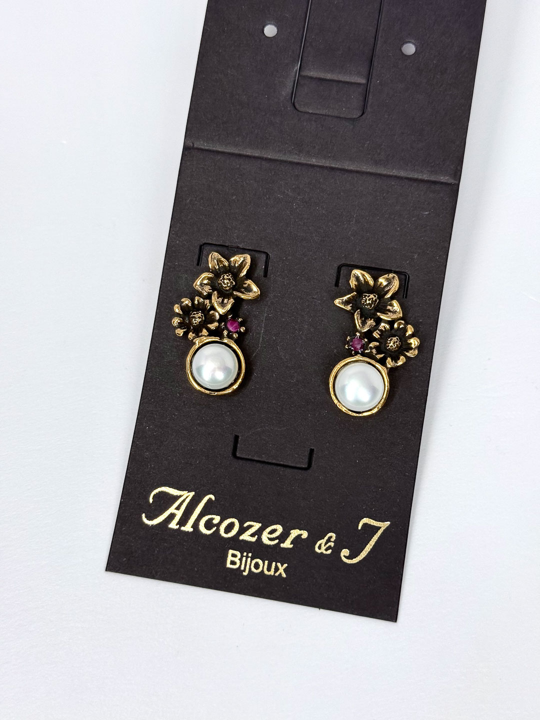 Серьги Alcozer & J с жемчугом и рубином