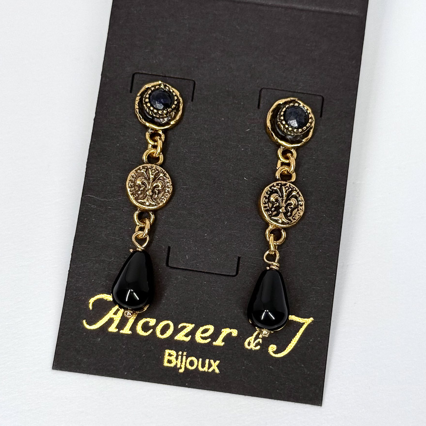 Серьги Alcozer & J с ониксом и шпинелью
