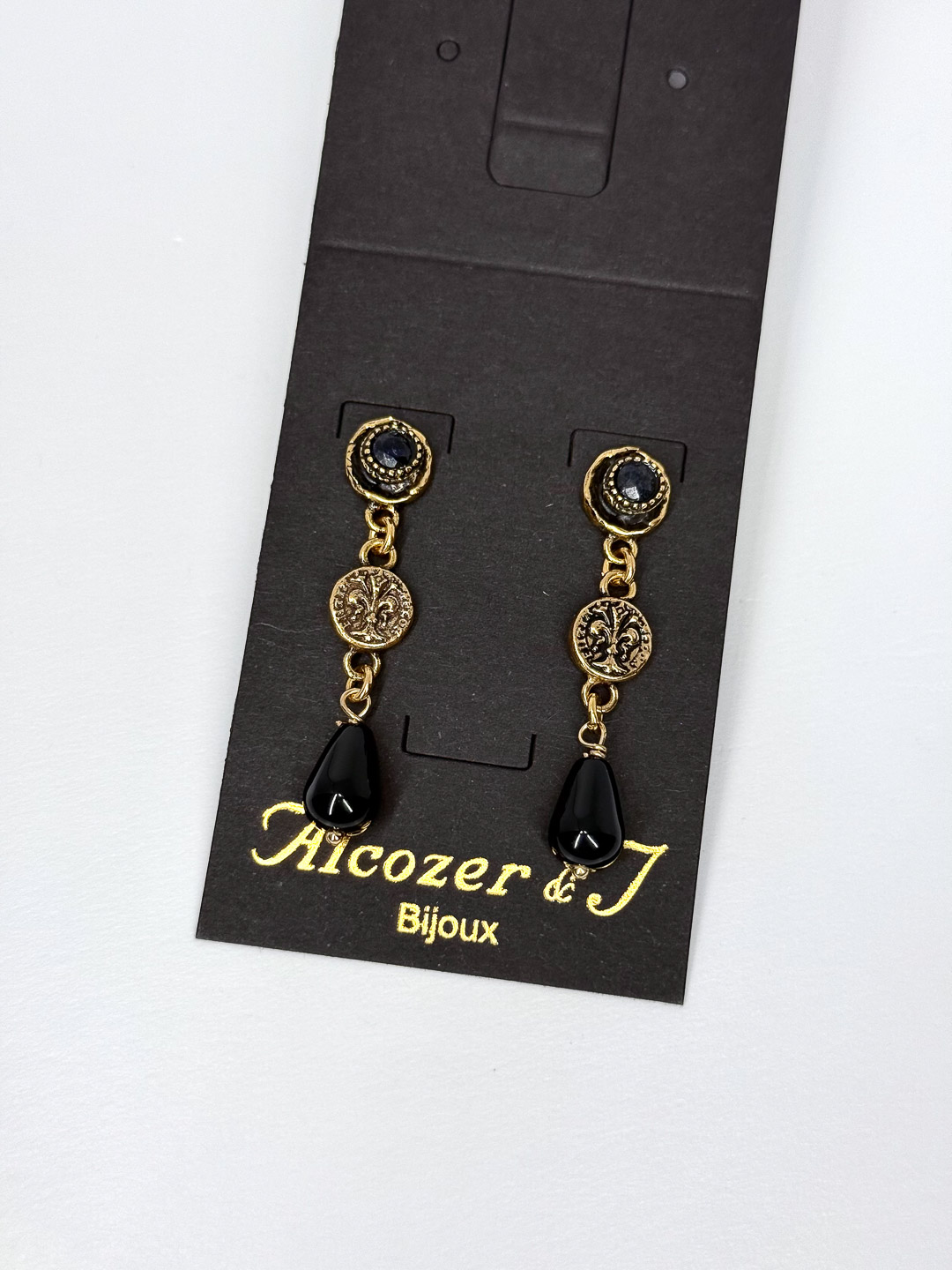 Серьги Alcozer & J с ониксом и шпинелью