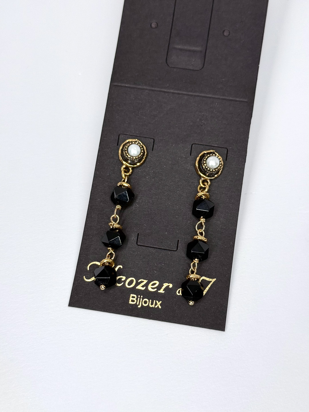 Серьги Alcozer & J с жемчугом и ониксом O48DW25