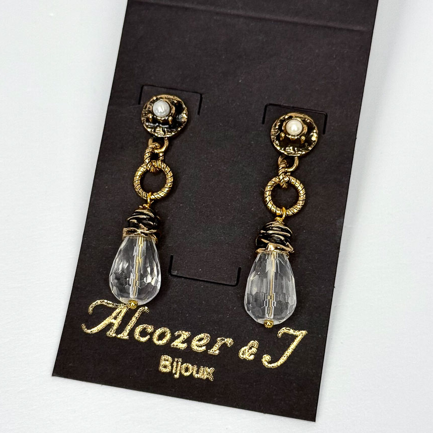 Серьги Alcozer & J с горным хрусталем и жемчугом O38CL25