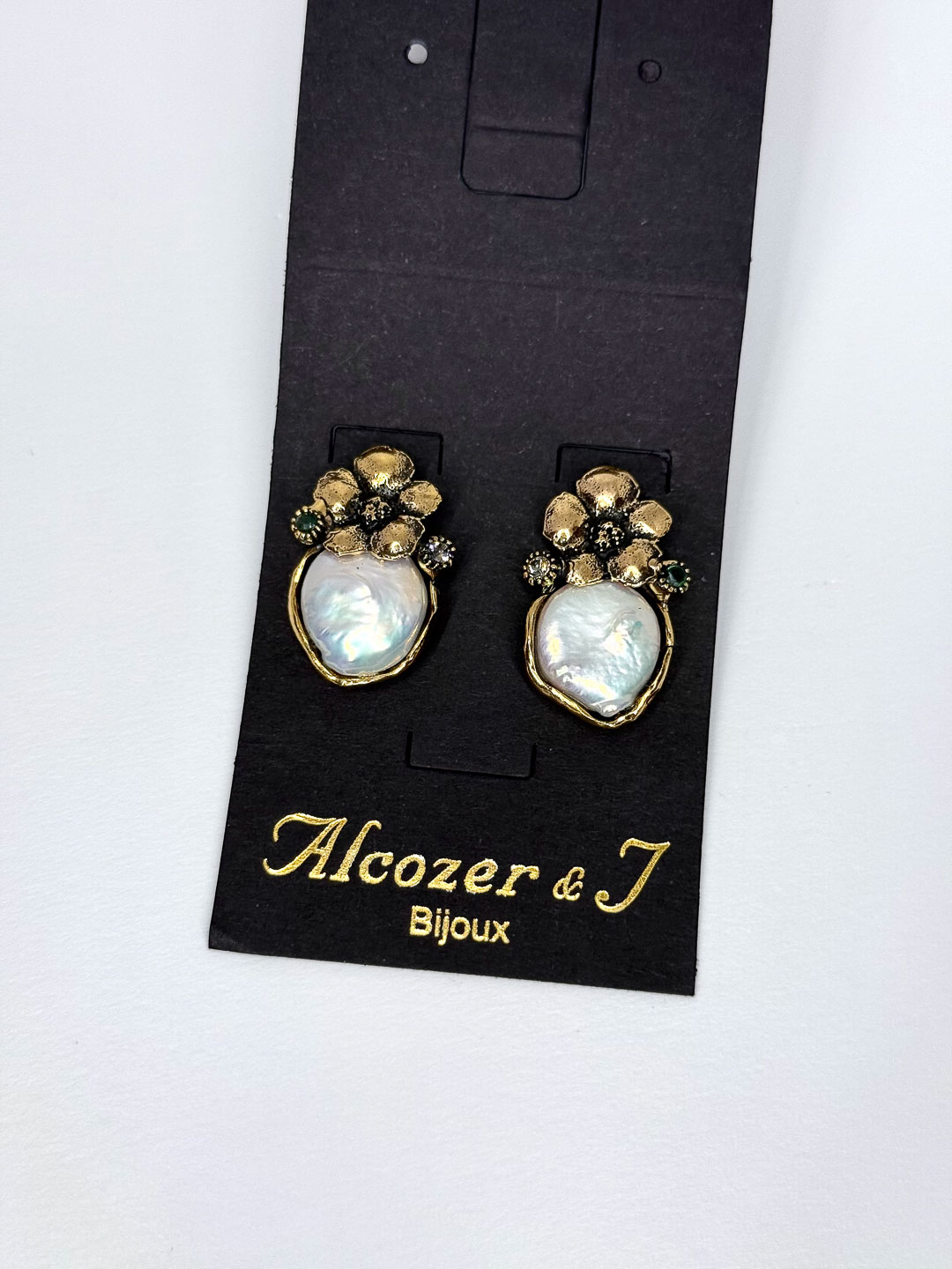 Серьги Alcozer & J с барочным жемчугом, изумрудом и Swarovski O78DO25