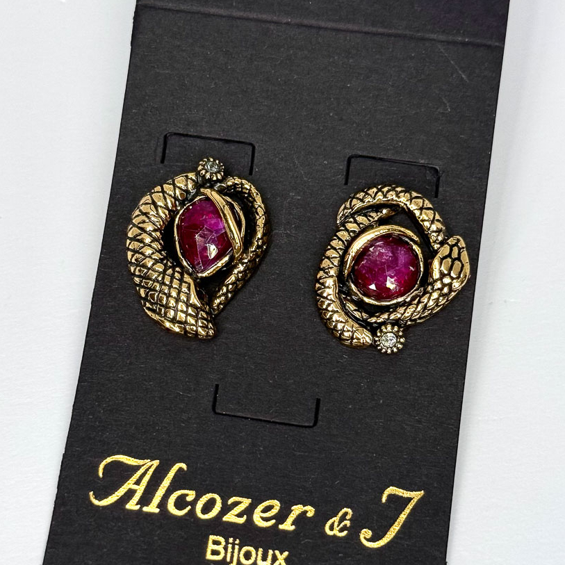 Серьги Alcozer & J с рубином и Swarovski