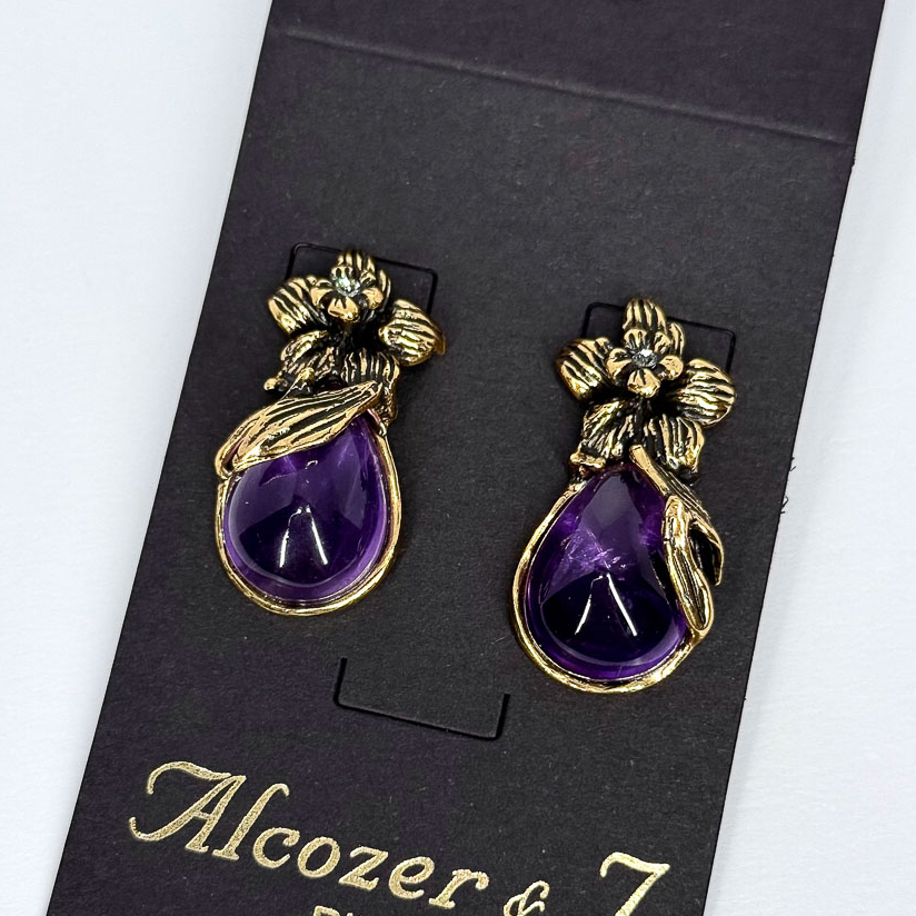 Серьги Alcozer & J с аметистом и Swarovski