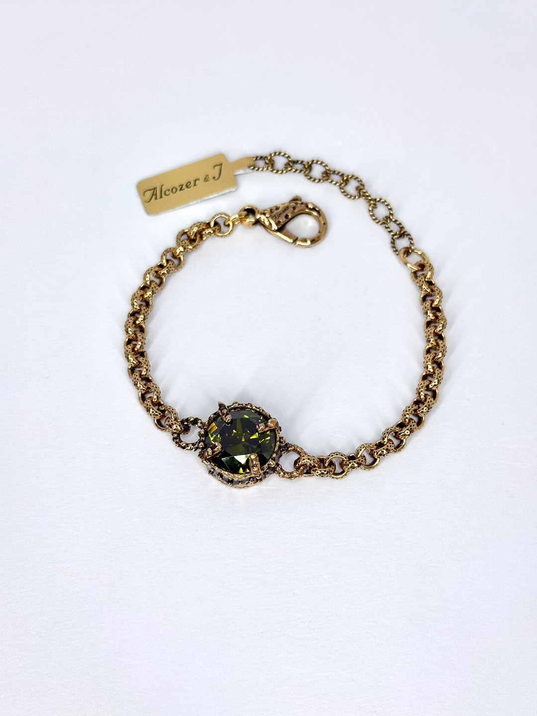 Браслет Alcozer & J Swarovski тёмно-зелёный