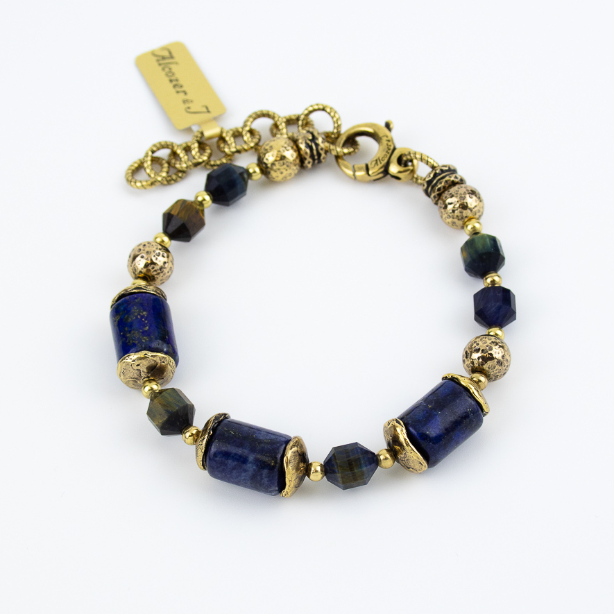 Браслет Alcozer & J с лазуритом и соколиным глазом