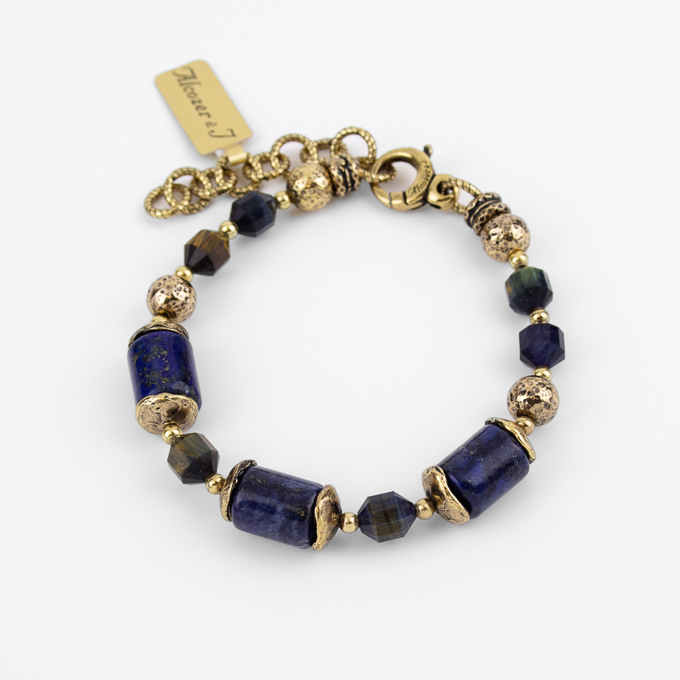 Браслет Alcozer & J с лазуритом и соколиным глазом