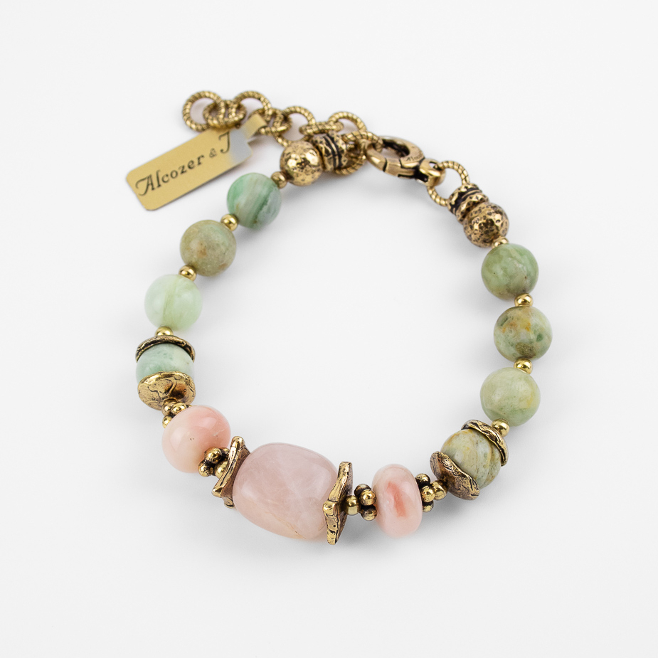 Браслет Alcozer & J с розовым кварцем, розовым опалом и амазонитом