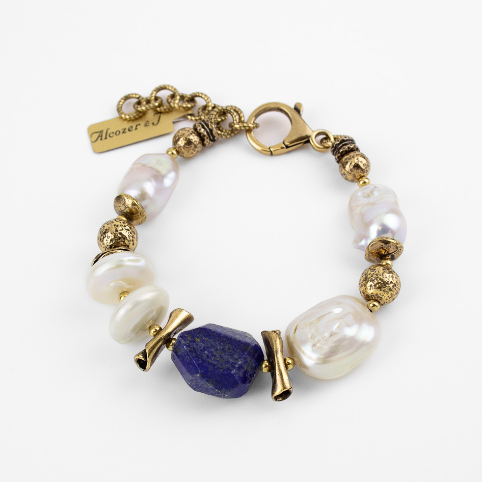 Браслет Alcozer & J с лазуритом и жемчугом
