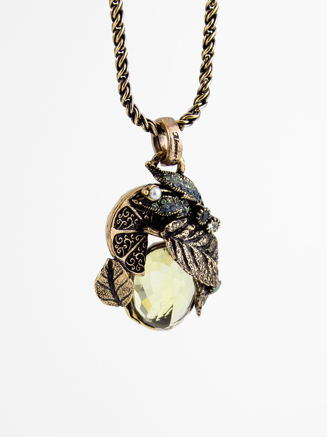 Колье Alcozer & J с празиолитом, жемчугом, сапфиром и Swarovski