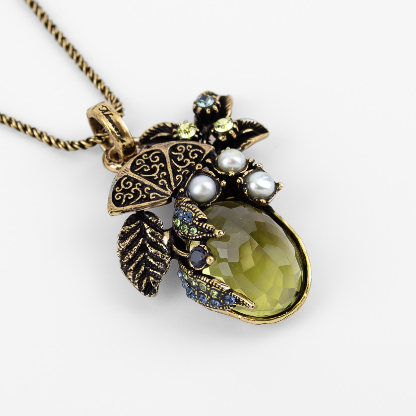 Колье Alcozer & J с празиолитом, сапфиром, жемчугом и Swarovski