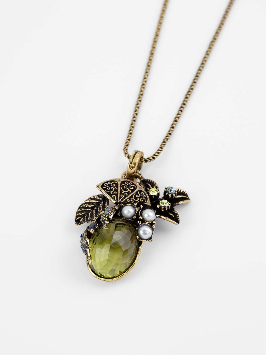 Колье Alcozer & J с празиолитом, сапфиром, жемчугом и Swarovski