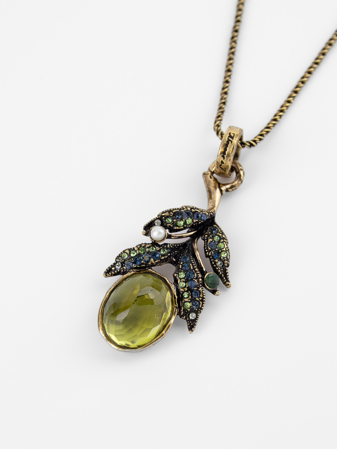 Колье Alcozer & J с празиолитом, изумрудом и Swarovski