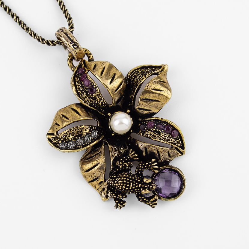 Колье Alcozer & J с аметистом, рубином и Swarovski