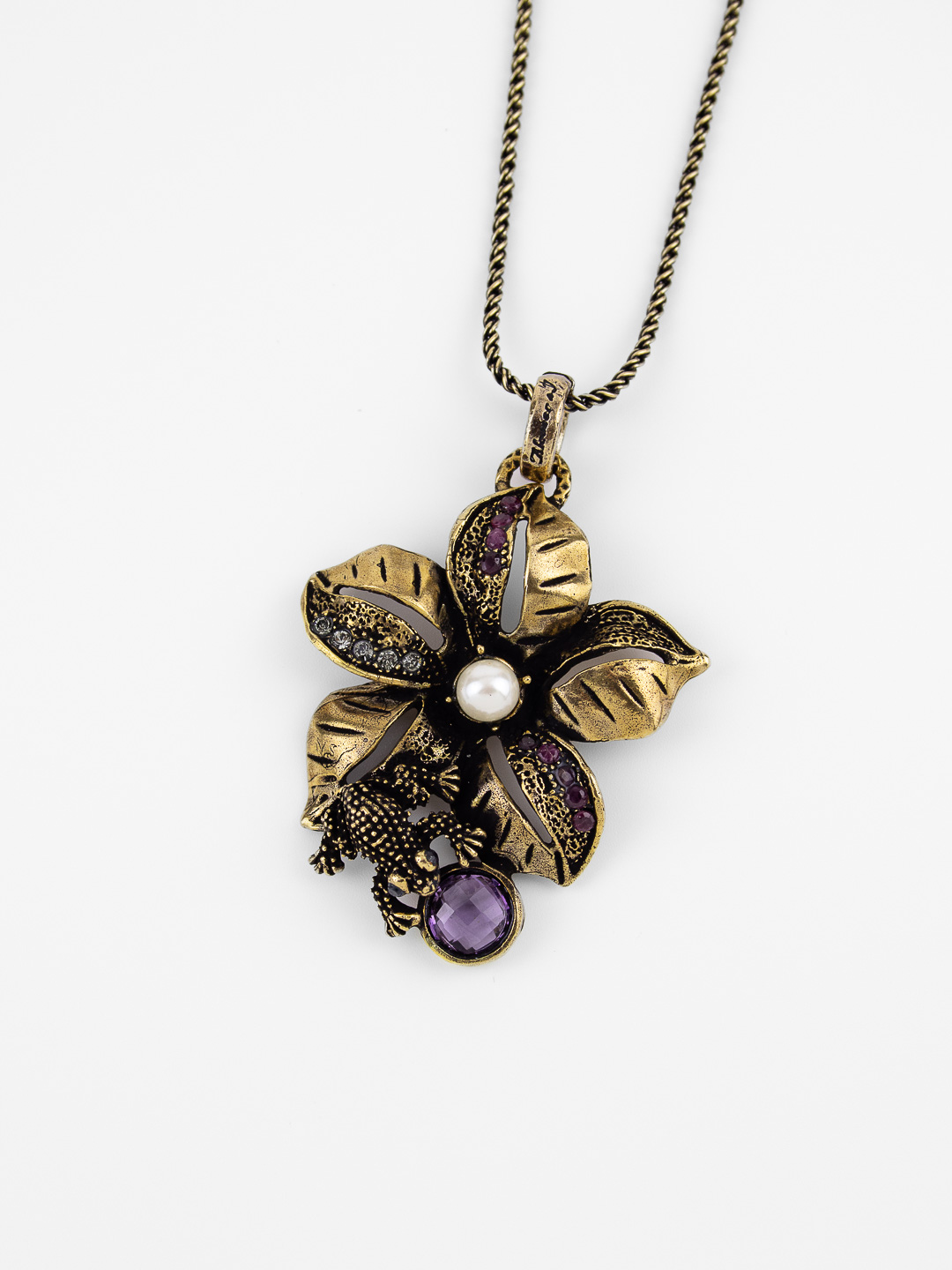 Колье Alcozer & J с аметистом, рубином и Swarovski