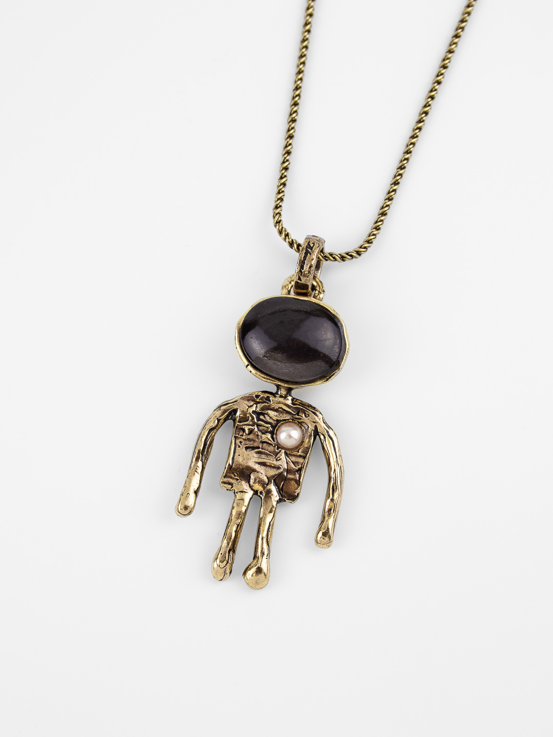 Колье Alcozer & J с обсидианом и жемчугом