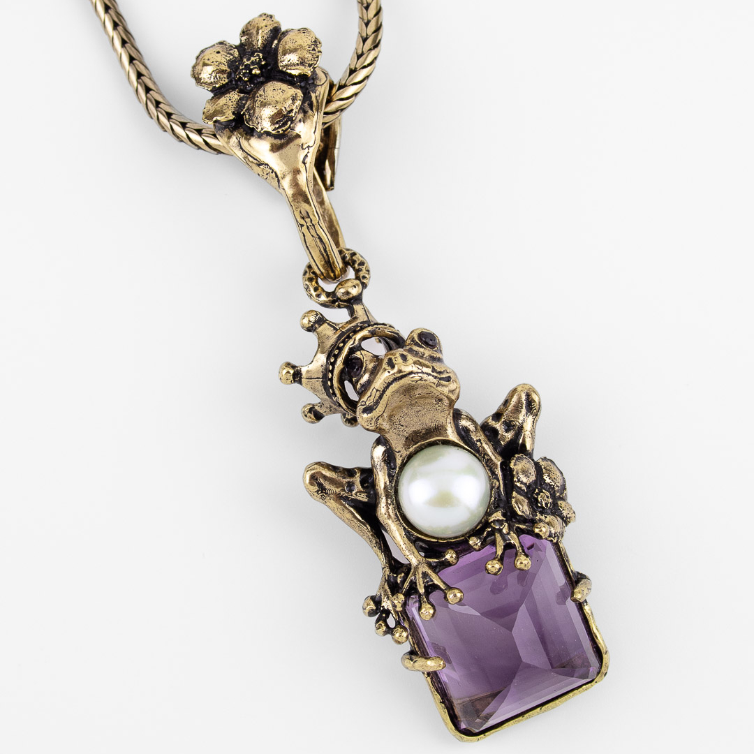 Колье Alcozer & J с аметистом и жемчугом