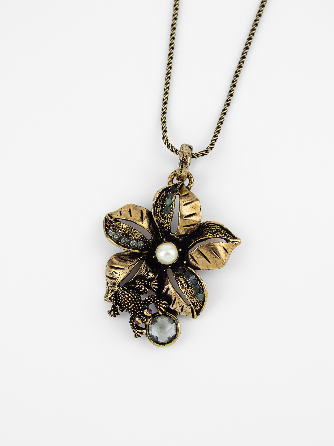 Колье Alcozer & J с цитрином, изумрудом и Swarovski