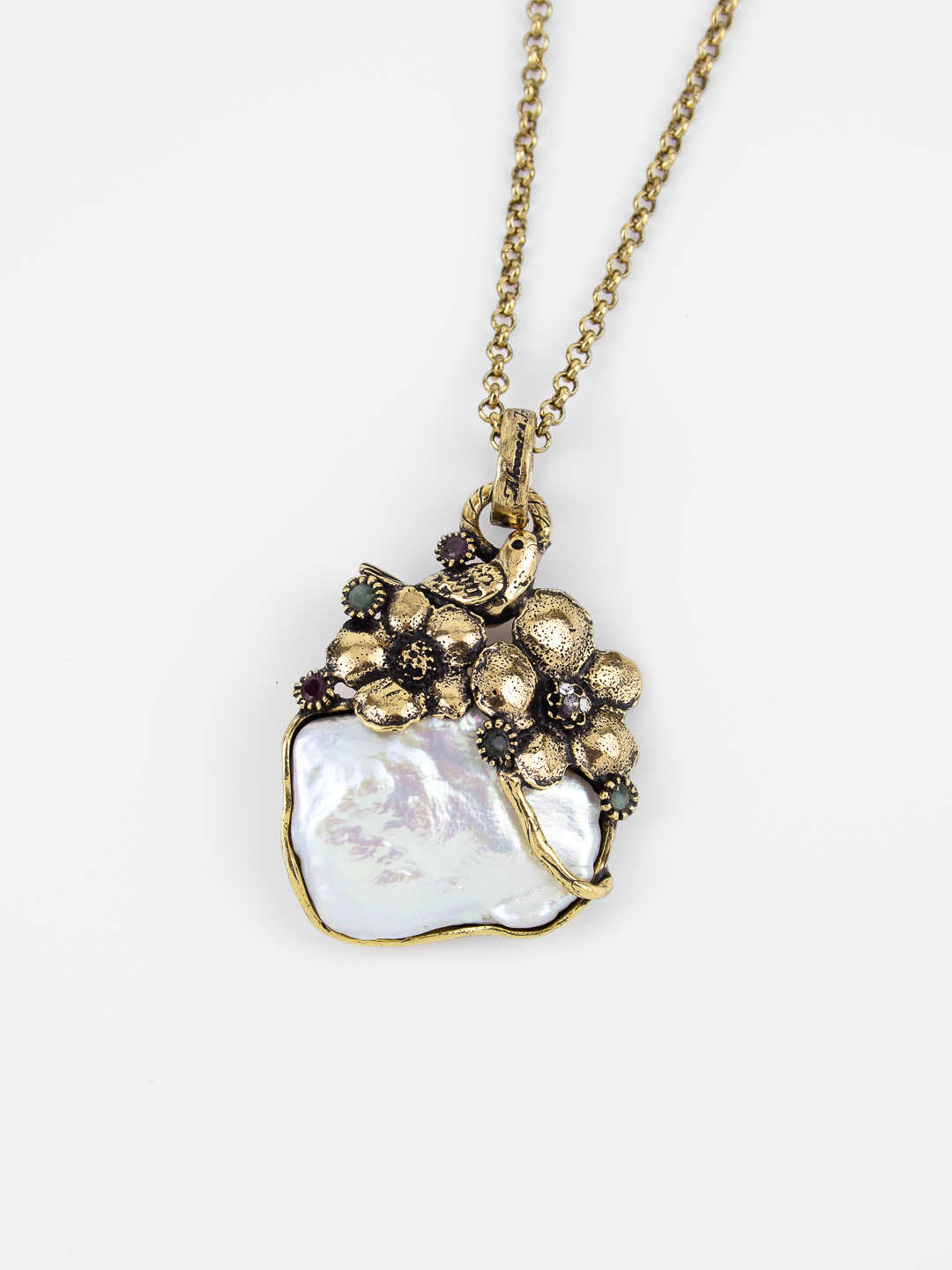 Колье Alcozer & J  с барочным жемчугом и миксом камней