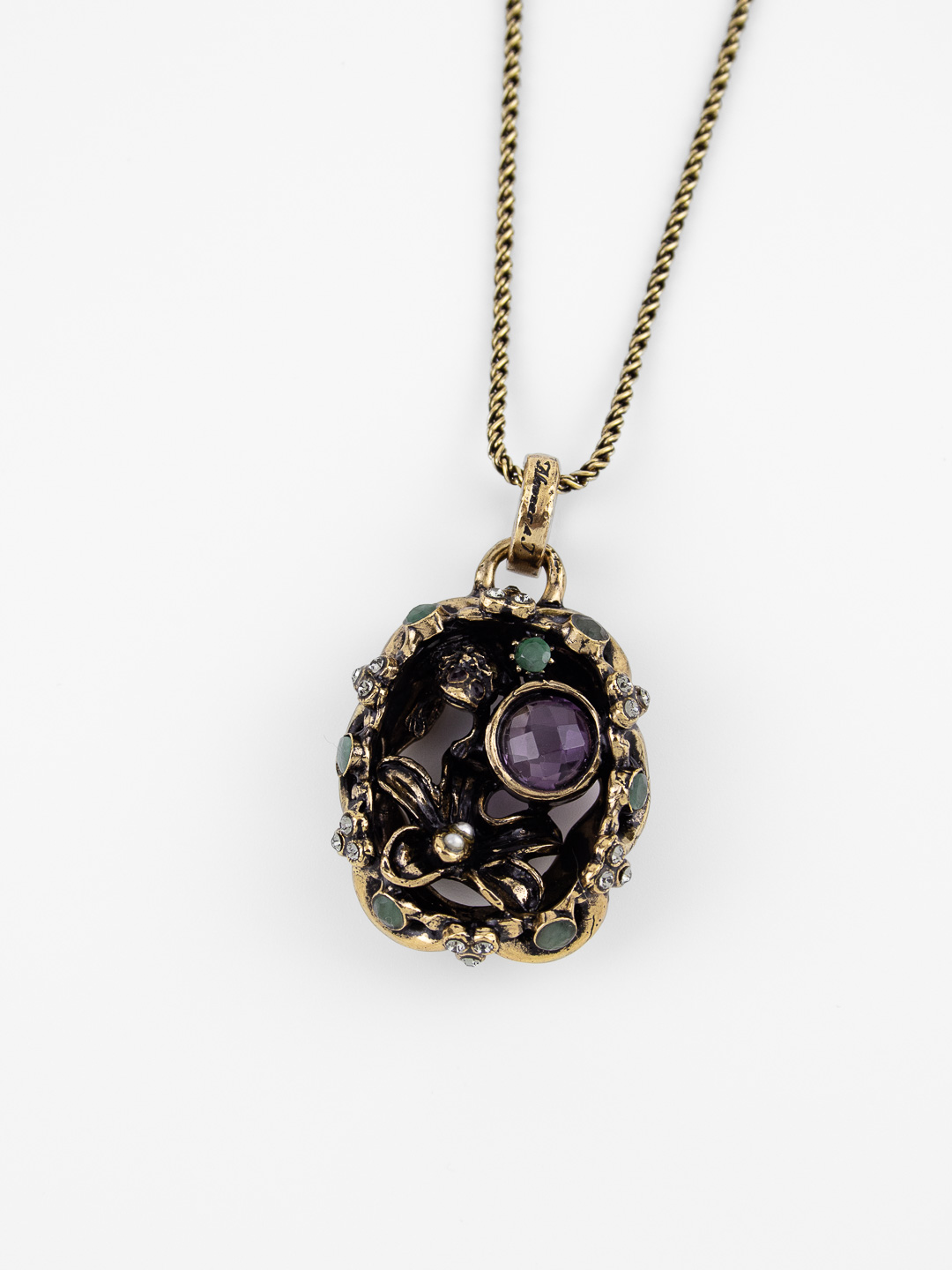 Колье Alcozer & J с аметистом, изумрудом и Swarovski