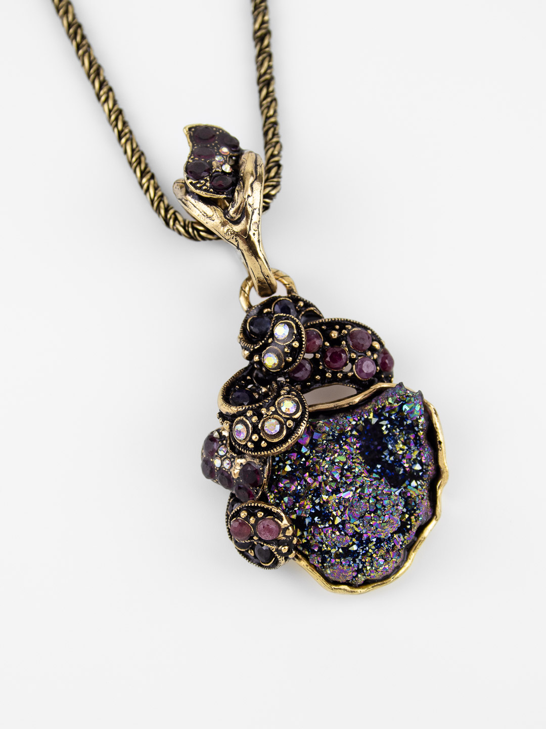 Колье Alcozer & J с друзой, сапфиром, рубином, гранатом и Swarovski