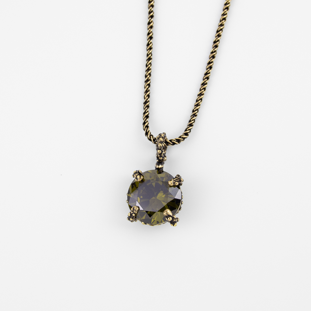 Колье Alcozer & J со Swarovski тёмно-зелёный