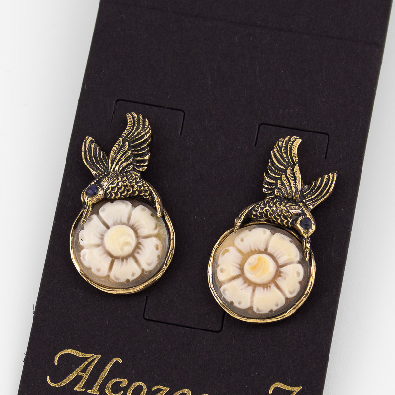 Серьги Alcozer & J с камеей и сапфиром